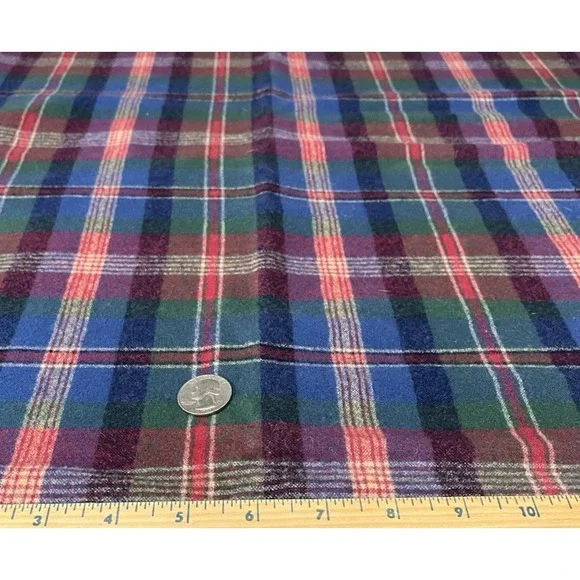 Quilt Craft Fabric Wool Multicolor Plaid Material Blue Red Green White - Picture 6 of 7